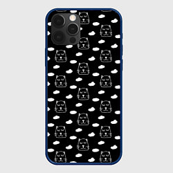 Чехол для iPhone 12 Pro Милые Спящие Мордочки Котов и Облака, цвет: 3D-тёмно-синий