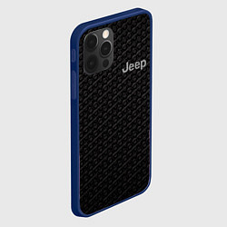 Чехол для iPhone 12 Pro Jeep карбон, цвет: 3D-тёмно-синий — фото 2