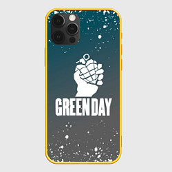 Чехол для iPhone 12 Pro Green day - брызги, цвет: 3D-желтый