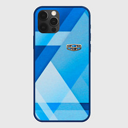 Чехол для iPhone 12 Pro Geely - абстракция треугольники, цвет: 3D-тёмно-синий