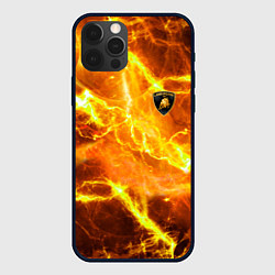 Чехол для iPhone 12 Pro Lamborghini - яркие молнии, цвет: 3D-черный