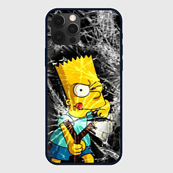 Чехол для iPhone 12 Pro Барт Симпсон разбил из рогатки стекло, цвет: 3D-черный