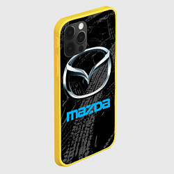 Чехол для iPhone 12 Pro Mazda - следы шин, цвет: 3D-желтый — фото 2