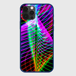 Чехол для iPhone 12 Pro Абстрактное множество неоновых лучей, цвет: 3D-тёмно-синий