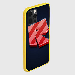 Чехол для iPhone 12 Pro Roblox red - Роблокс полосатый логотип, цвет: 3D-желтый — фото 2