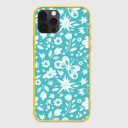 Чехол для iPhone 12 Pro Нежный цветочный паттерн, цвет: 3D-желтый