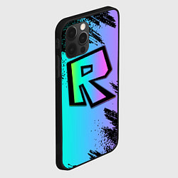 Чехол для iPhone 12 Pro Roblox neon logo, цвет: 3D-черный — фото 2