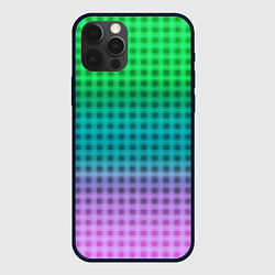 Чехол для iPhone 12 Pro Gradient lilac green plaid, цвет: 3D-черный