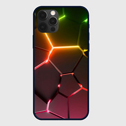 Чехол для iPhone 12 Pro Неоновые радужные плиты, цвет: 3D-черный