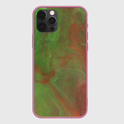 Чехол iPhone 12 Pro Зелёные и красные волны красок