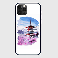 Чехол для iPhone 12 Pro Акварельный Токио, цвет: 3D-черный