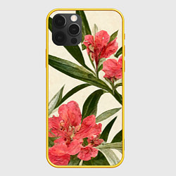Чехол для iPhone 12 Pro Олеандр Элегантные цветы, цвет: 3D-желтый