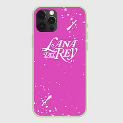 Чехол для iPhone 12 Pro Lana Del Rey - на розовом фоне брызги, цвет: 3D-салатовый