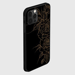 Чехол для iPhone 12 Pro Элегантные розы на черном фоне, цвет: 3D-черный — фото 2
