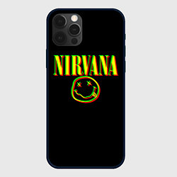 Чехол для iPhone 12 Pro Nirvana logo glitch, цвет: 3D-черный
