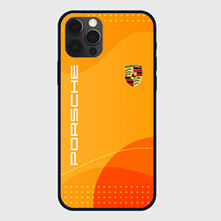 Чехол iPhone 12 Pro Porsche Жёлтая абстракция