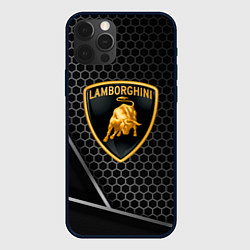 Чехол для iPhone 12 Pro Lamborghini Соты карбон, цвет: 3D-черный