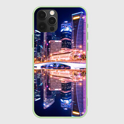 Чехол для iPhone 12 Pro Ночной Сингапур, цвет: 3D-салатовый
