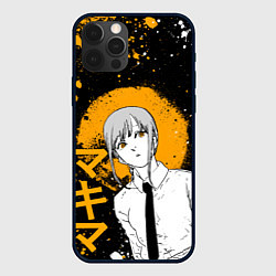 Чехол для iPhone 12 Pro Макима - оранжевые брызги краски, цвет: 3D-черный
