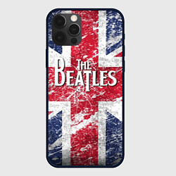 Чехол iPhone 12 Pro The Beatles - лого на фоне флага Великобритании