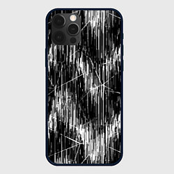Чехол для iPhone 12 Pro Черно-белые штрихи, зигзаг, цвет: 3D-черный