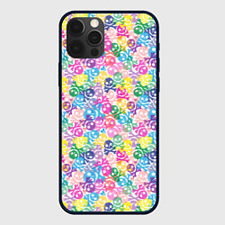 Чехол для iPhone 12 Pro Череп и сердца, цвет: 3D-черный