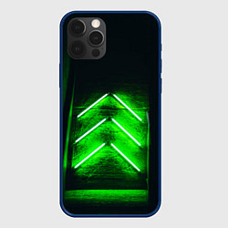 Чехол для iPhone 12 Pro Неоновые зелёные стрелки во тьме, цвет: 3D-тёмно-синий