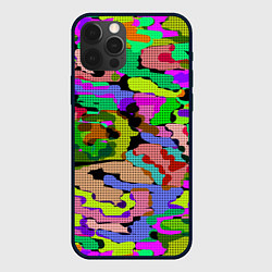 Чехол для iPhone 12 Pro Разноцветный клетчатый камуфляж, цвет: 3D-черный