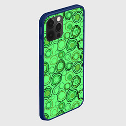 Чехол для iPhone 12 Pro Ярко-зеленый неоновый абстрактный узор, цвет: 3D-тёмно-синий — фото 2