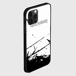 Чехол для iPhone 12 Pro Iron Maiden черная текстура, цвет: 3D-черный — фото 2