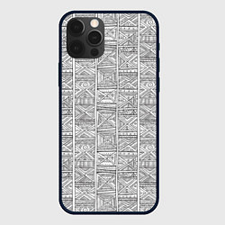 Чехол для iPhone 12 Pro Орнамент треугольник, цвет: 3D-черный