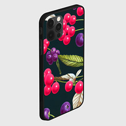 Чехол для iPhone 12 Pro Ягодки нарисованные, цвет: 3D-черный — фото 2