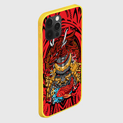 Чехол для iPhone 12 Pro Маска воина самурая с драконом, цвет: 3D-желтый — фото 2