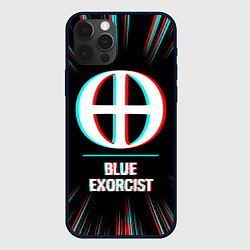 Чехол для iPhone 12 Pro Символ Blue Exorcist в стиле glitch на темном фоне, цвет: 3D-черный