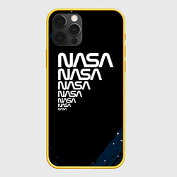 Чехол для iPhone 12 Pro Nasa надпись, цвет: 3D-желтый