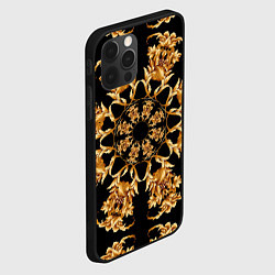 Чехол для iPhone 12 Pro Золотая гжель солнечный цветок, цвет: 3D-черный — фото 2