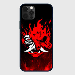 Чехол для iPhone 12 Pro Cyberpunk 2077 - Логотип в огне, цвет: 3D-черный