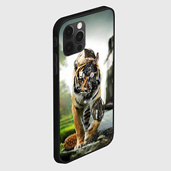 Чехол для iPhone 12 Pro Кибернетический тигр, цвет: 3D-черный — фото 2
