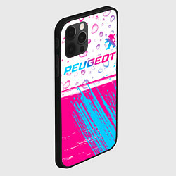 Чехол для iPhone 12 Pro Peugeot neon gradient style: символ сверху, цвет: 3D-черный — фото 2