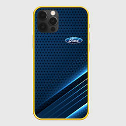 Чехол для iPhone 12 Pro Ford Абстракция карбон, цвет: 3D-желтый