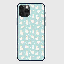 Чехол для iPhone 12 Pro Blue Alpacas, цвет: 3D-черный