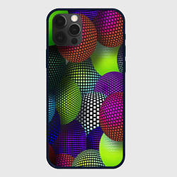 Чехол для iPhone 12 Pro Трехмерные разноцветные шары, цвет: 3D-черный