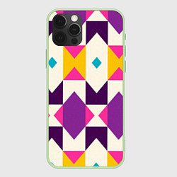 Чехол для iPhone 12 Pro Геометрический цветной орнамент, цвет: 3D-салатовый