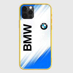 Чехол для iPhone 12 Pro Bmw синяя текстура, цвет: 3D-желтый