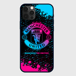 Чехол для iPhone 12 Pro Manchester United - neon gradient, цвет: 3D-черный