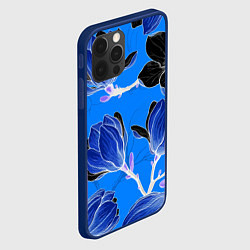 Чехол для iPhone 12 Pro Растительная композиция - минимализм, цвет: 3D-тёмно-синий — фото 2