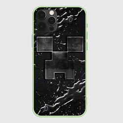 Чехол для iPhone 12 Pro Minecraft black, цвет: 3D-салатовый