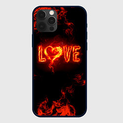 Чехол для iPhone 12 Pro Fire love, цвет: 3D-черный