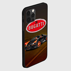 Чехол для iPhone 12 Pro Bugatti на ночной дороге, цвет: 3D-черный — фото 2