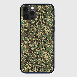 Чехол для iPhone 12 Pro Камуфляж Woodland мелкий, цвет: 3D-черный